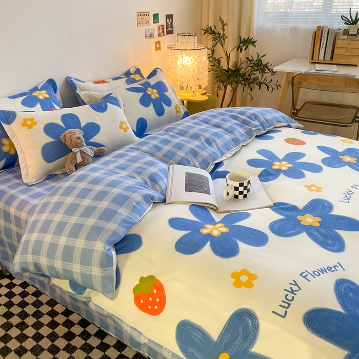 91家纺网 家纺一手货源 找家纺 友承家纺 2026新款床上用品磨毛水洗棉四件套被单被套学生宿舍单人三件套被罩单件四季通用 幸运花