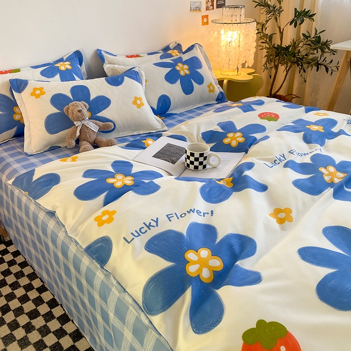 91家纺网 家纺一手货源 找家纺 友承家纺 2026新款床上用品磨毛水洗棉四件套被单被套学生宿舍单人三件套被罩单件四季通用 幸运花