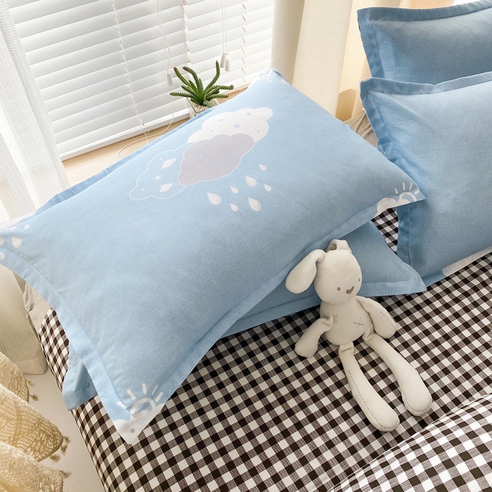 91家纺网 家纺一手货源 找家纺 友承家纺 2026新款床上用品磨毛水洗棉四件套被单被套学生宿舍单人三件套被罩单件四季通用 云朵