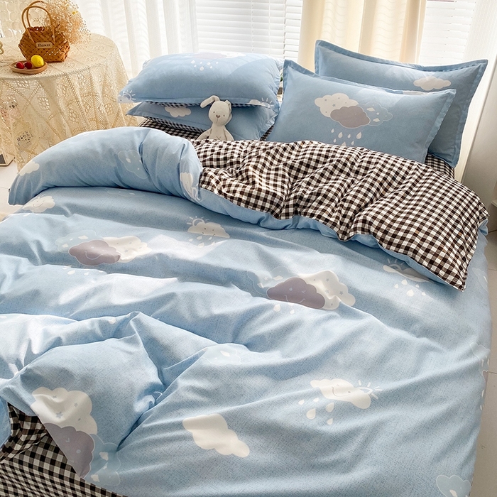 91家纺网 家纺一手货源 找家纺 友承家纺 2026新款床上用品磨毛水洗棉四件套被单被套学生宿舍单人三件套被罩单件四季通用 云朵