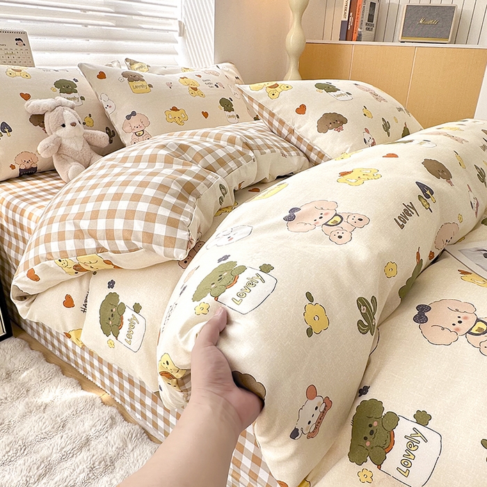 91家纺网 家纺一手货源 找家纺 （总）友承家纺 2026年新款床上用品学生宿舍套件亲肤磨毛单件被套150x180x220cm芦荟棉被罩200x230