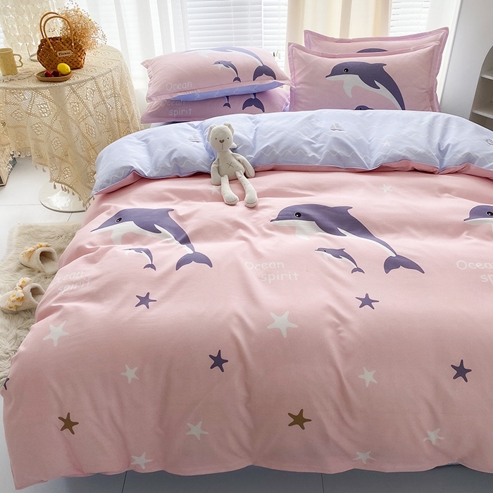 91家纺网 家纺一手货源 找家纺 友承家纺 2026年新款床上用品学生宿舍套件亲肤磨毛单件被套150x180x220cm芦荟棉被罩200x230 海豚湾