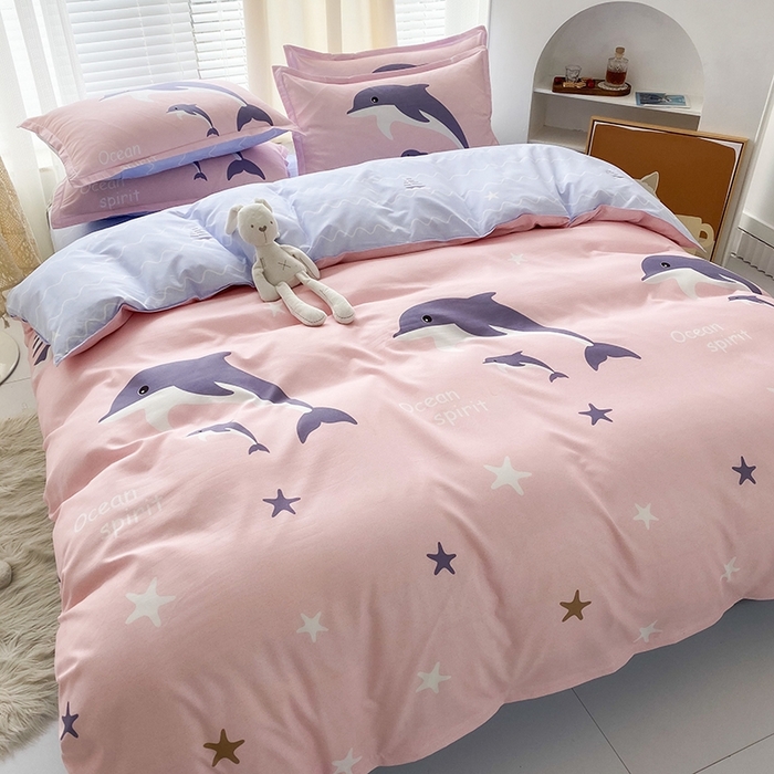 91家纺网 家纺一手货源 找家纺 友承家纺 2026年新款床上用品学生宿舍套件亲肤磨毛单件被套150x180x220cm芦荟棉被罩200x230 海豚湾