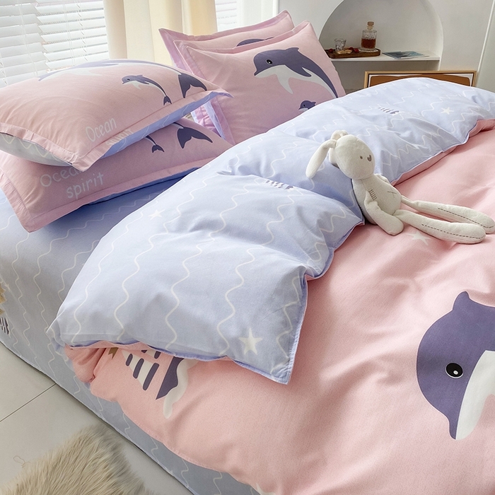 91家纺网 家纺一手货源 找家纺 友承家纺 2026年新款床上用品学生宿舍套件亲肤磨毛单件被套150x180x220cm芦荟棉被罩200x230 海豚湾