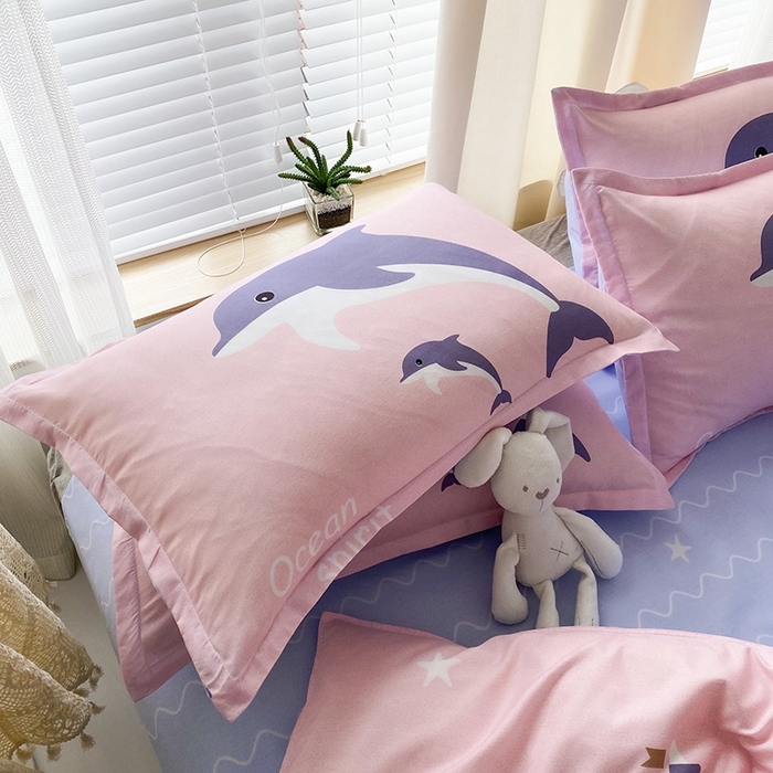 91家纺网 家纺一手货源 找家纺 友承家纺 2026年新款床上用品学生宿舍套件亲肤磨毛单件被套150x180x220cm芦荟棉被罩200x230 海豚湾