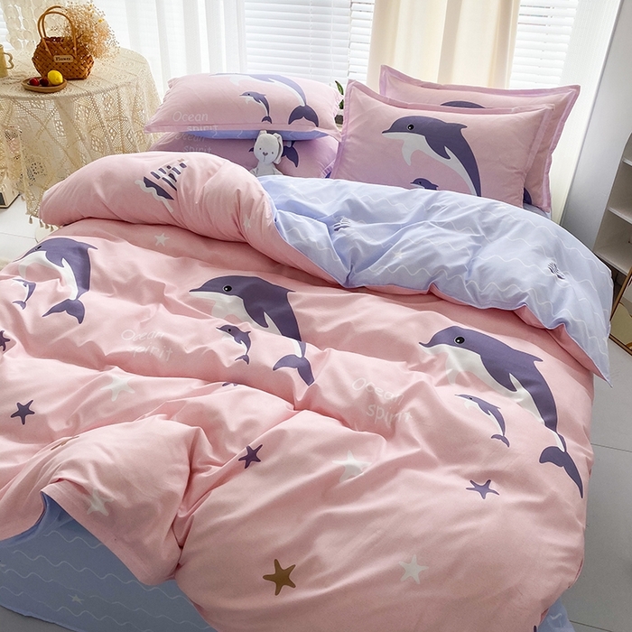 91家纺网 家纺一手货源 找家纺 友承家纺 2026年新款床上用品学生宿舍套件亲肤磨毛单件被套150x180x220cm芦荟棉被罩200x230 海豚湾