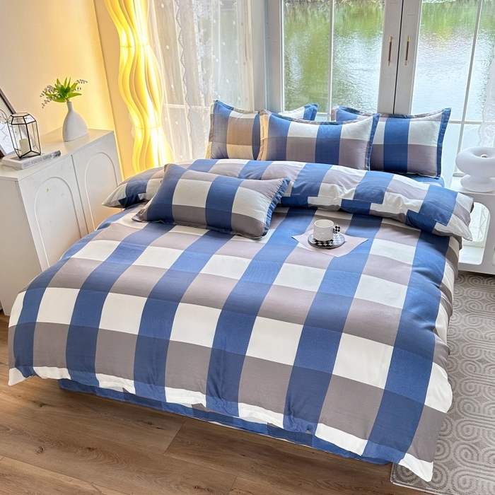 91家纺网 家纺一手货源 找家纺 友承家纺 2026年新款床上用品学生宿舍套件亲肤磨毛单件被套150x180x220cm芦荟棉被罩200x230 兰大格