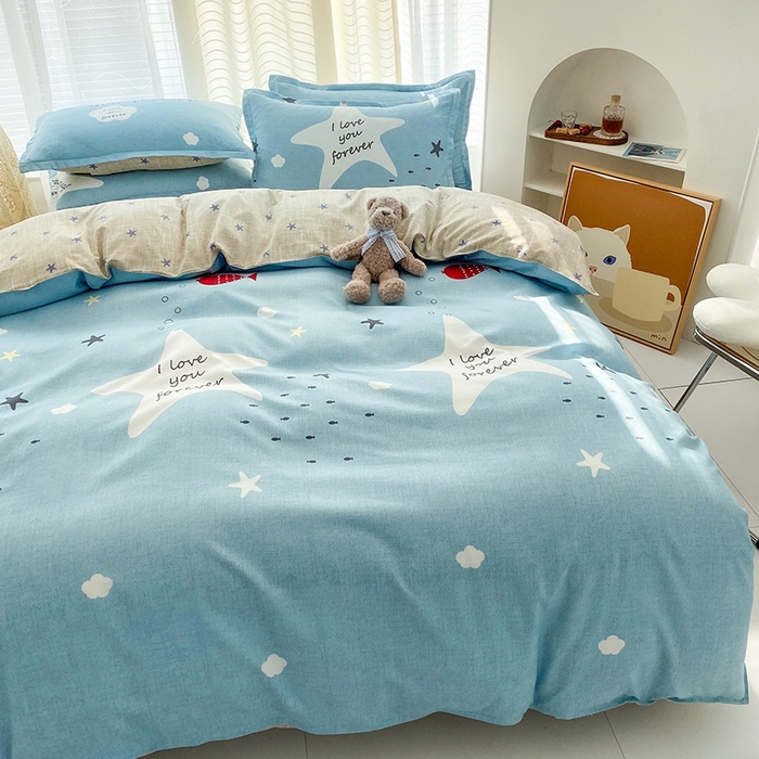 91家纺网 家纺一手货源 找家纺 友承家纺 2026年新款床上用品学生宿舍套件亲肤磨毛单件被套150x180x220cm芦荟棉被罩200x230 深海情缘