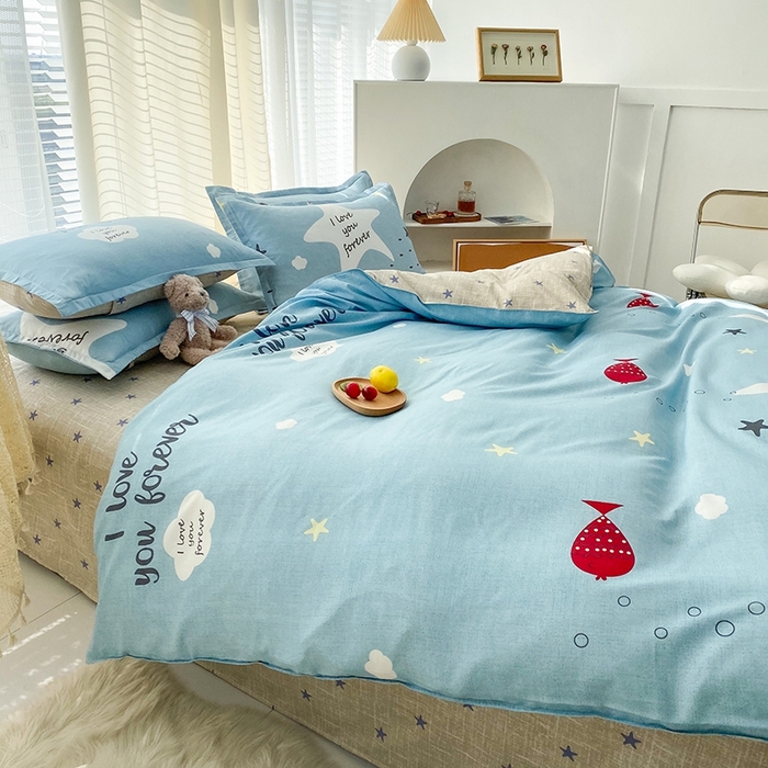 91家纺网 家纺一手货源 找家纺 友承家纺 2026年新款床上用品学生宿舍套件亲肤磨毛单件被套150x180x220cm芦荟棉被罩200x230 深海情缘