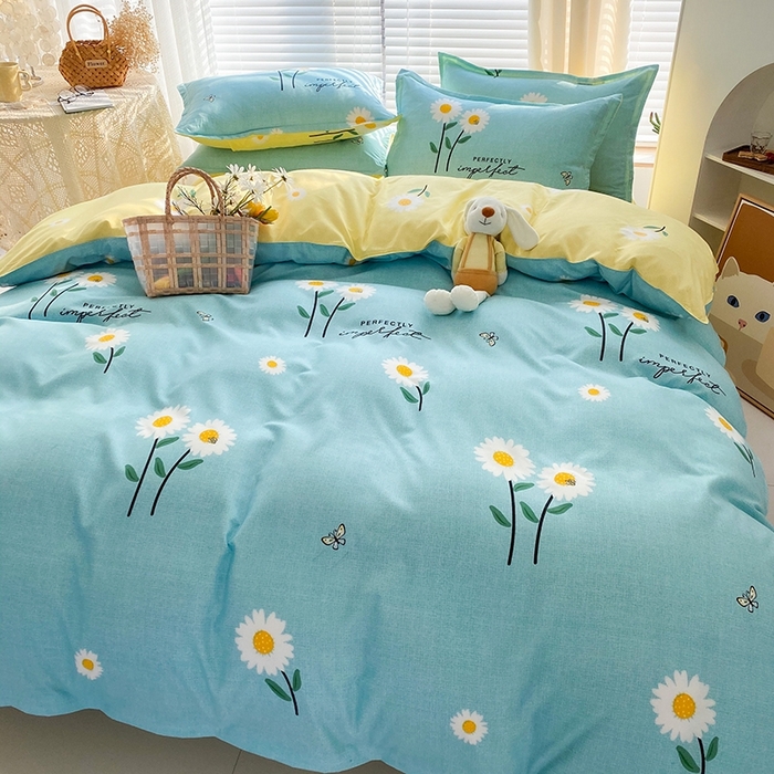 91家纺网 家纺一手货源 找家纺 友承家纺 2026年新款床上用品学生宿舍套件亲肤磨毛单件被套150x180x220cm芦荟棉被罩200x230 网红雏菊兰