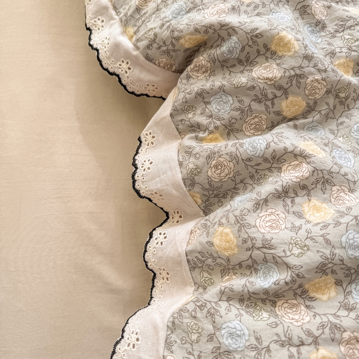 91家纺网 家纺一手货源 找家纺 一比一家纺 2026新款A类仿棉古法水洗棉法式全棉花边四件套 森屿