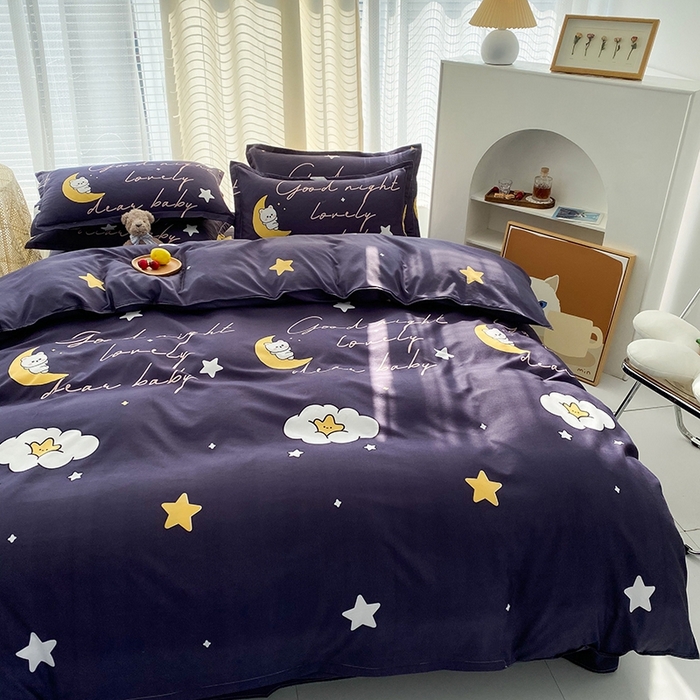 91家纺网 家纺一手货源 找家纺 友承家纺 2026年新款床上用品学生宿舍套件亲肤磨毛单件被套150x180x220cm芦荟棉被罩200x230 星空之约