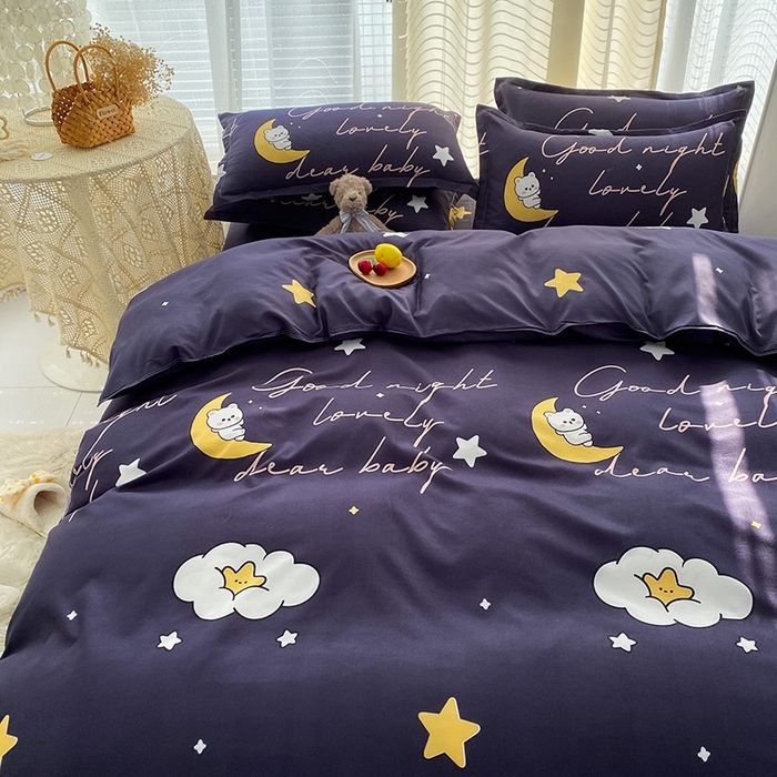 91家纺网 家纺一手货源 找家纺 友承家纺 2026年新款床上用品学生宿舍套件亲肤磨毛单件被套150x180x220cm芦荟棉被罩200x230 星空之约