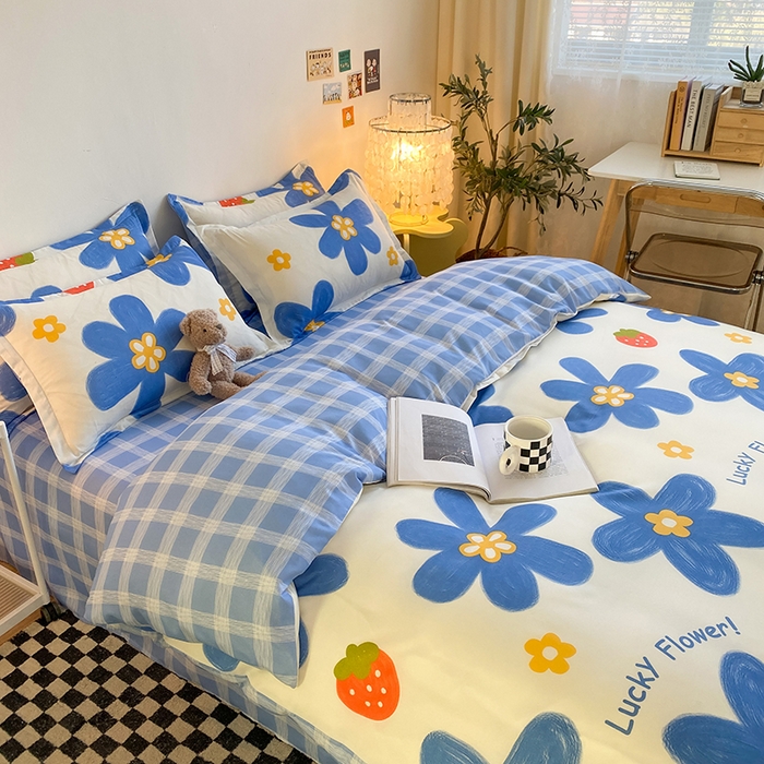 91家纺网 家纺一手货源 找家纺 友承家纺 2026年新款床上用品学生宿舍套件亲肤磨毛单件被套150x180x220cm芦荟棉被罩200x230 幸运花