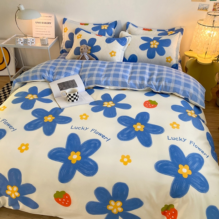 91家纺网 家纺一手货源 找家纺 友承家纺 2026年新款床上用品学生宿舍套件亲肤磨毛单件被套150x180x220cm芦荟棉被罩200x230 幸运花