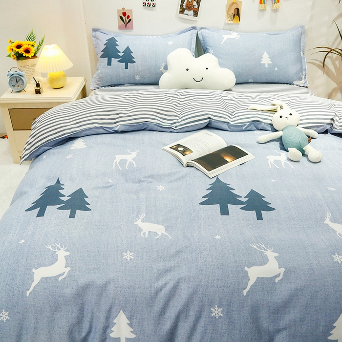 91家纺网 家纺一手货源 找家纺 友承家纺 2026年新款床上用品学生宿舍套件亲肤磨毛单件被套150x180x220cm芦荟棉被罩200x230 吉祥鹿兰