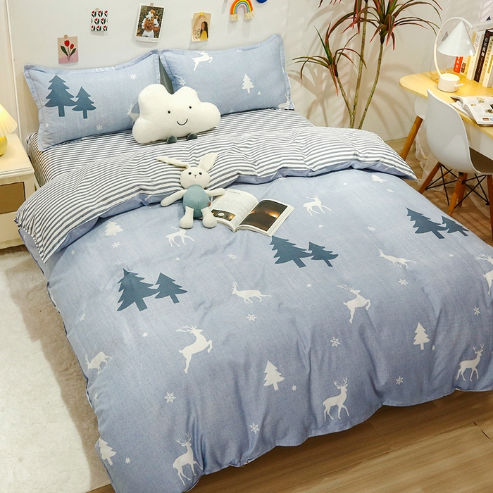 91家纺网 家纺一手货源 找家纺 友承家纺 2026年新款床上用品学生宿舍套件亲肤磨毛单件被套150x180x220cm芦荟棉被罩200x230 吉祥鹿兰