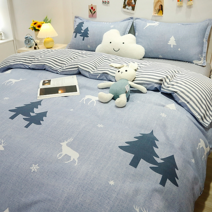 91家纺网 家纺一手货源 找家纺 友承家纺 2026年新款床上用品学生宿舍套件亲肤磨毛单件被套150x180x220cm芦荟棉被罩200x230 吉祥鹿兰