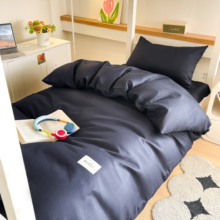 91家纺网 家纺一手货源 找家纺 友承家纺 拎包入住2026新款大学生宿舍床单人三件套床上用品被褥全套一整套被套被子四件套六件套床垫枕芯被芯棉被 藏青