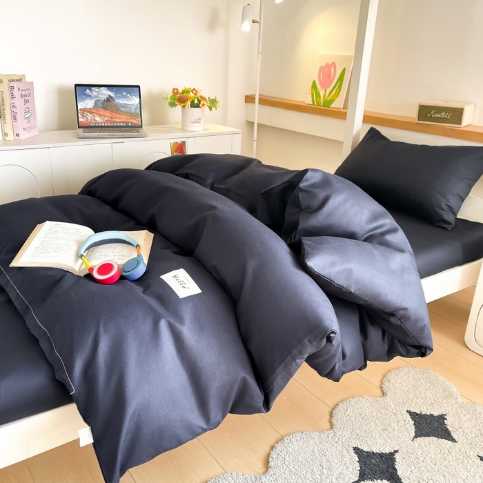91家纺网 家纺一手货源 找家纺 友承家纺 拎包入住2026新款大学生宿舍床单人三件套床上用品被褥全套一整套被套被子四件套六件套床垫枕芯被芯棉被 藏青