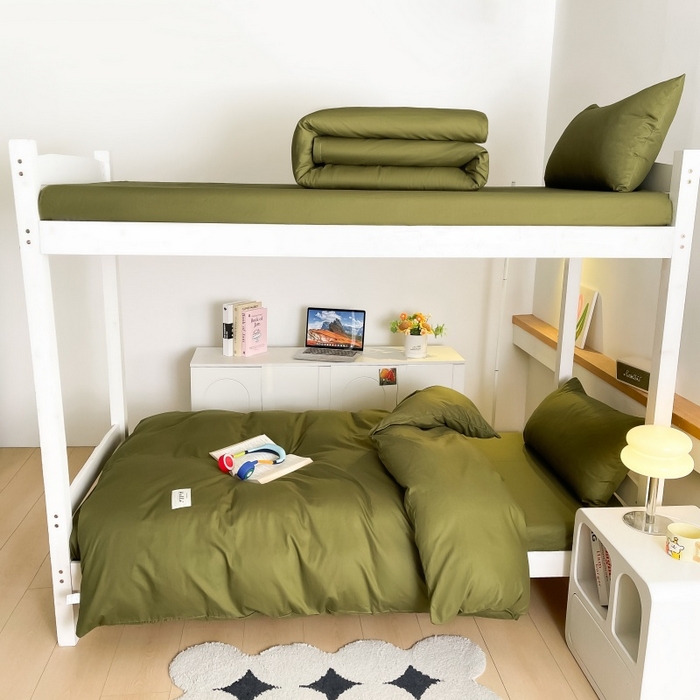 91家纺网 家纺一手货源 找家纺 友承家纺 拎包入住2026新款大学生宿舍床单人三件套床上用品被褥全套一整套被套被子四件套六件套床垫枕芯被芯棉被 军绿