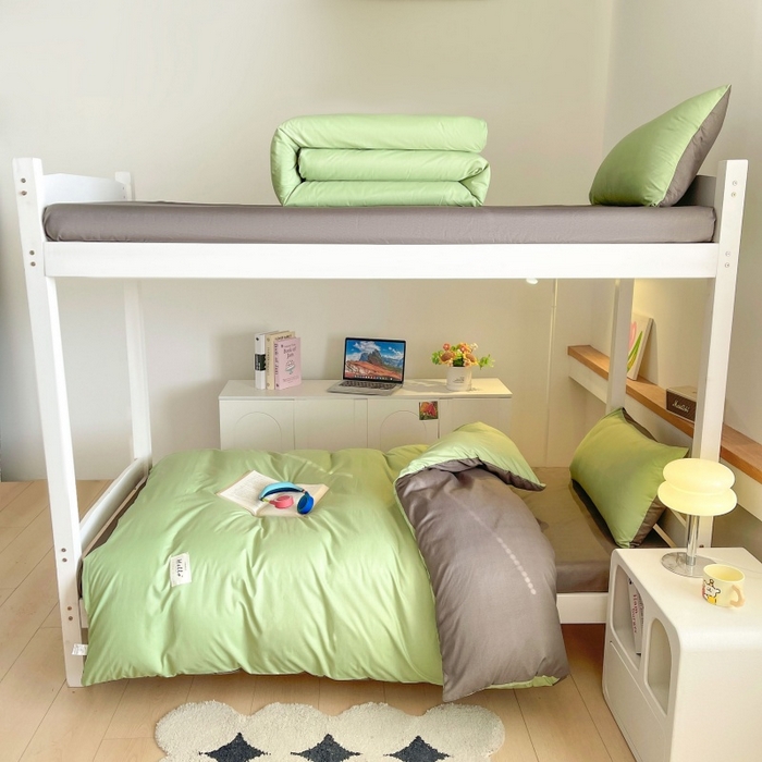 91家纺网 家纺一手货源 找家纺 友承家纺 拎包入住2026新款大学生宿舍床单人三件套床上用品被褥全套一整套被套被子四件套六件套床垫枕芯被芯棉被 抹茶绿