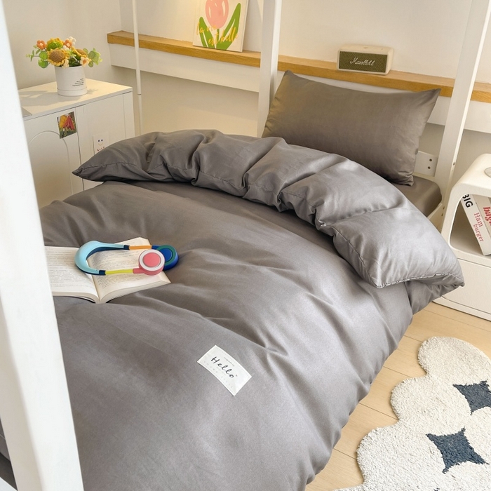 91家纺网 家纺一手货源 找家纺 友承家纺 拎包入住2026新款大学生宿舍床单人三件套床上用品被褥全套一整套被套被子四件套六件套床垫枕芯被芯棉被 浅灰