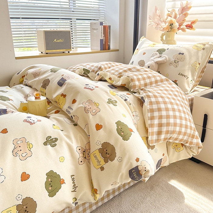 91家纺网 家纺一手货源 找家纺 友承家纺 【拎包入住】2026新款大学生宿舍床单人三件套床上用品被褥全套一整套被套被子四件套六 卡通乐园