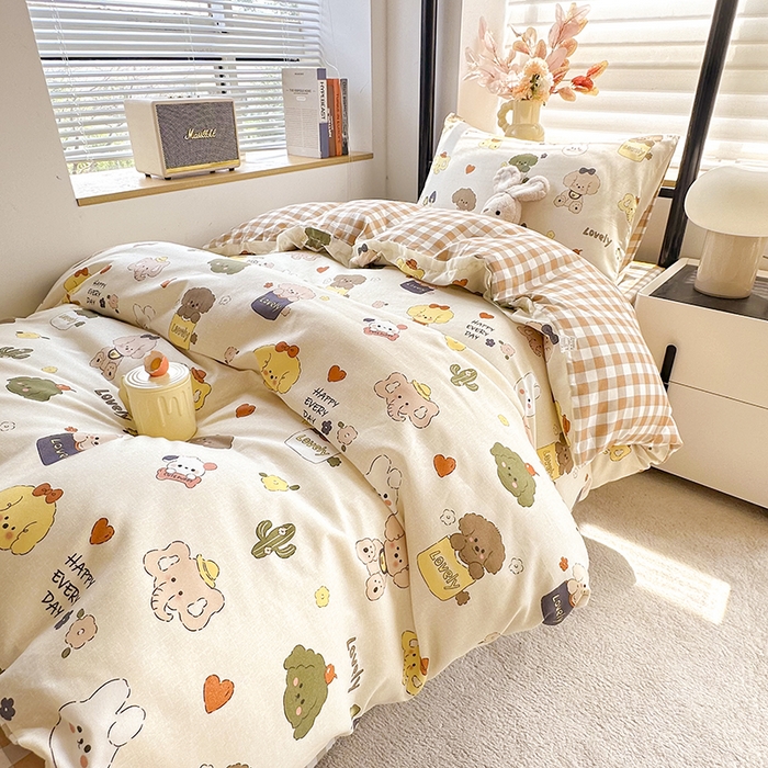 91家纺网 家纺一手货源 找家纺 友承家纺 【拎包入住】2026新款大学生宿舍床单人三件套床上用品被褥全套一整套被套被子四件套六 卡通乐园