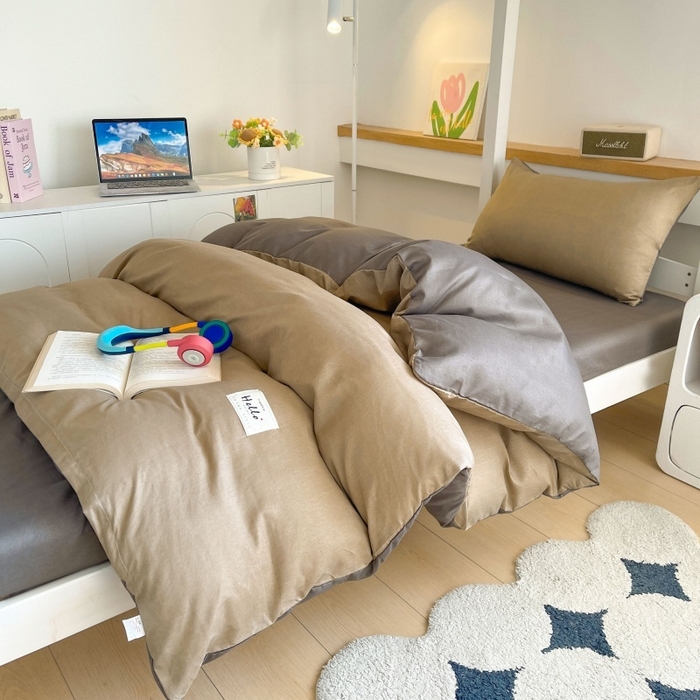 91家纺网 家纺一手货源 找家纺 友承家纺 拎包入住2026新款大学生宿舍床单人三件套床上用品被褥全套一整套被套被子四件套六件套床垫枕芯被芯棉被 浅咖