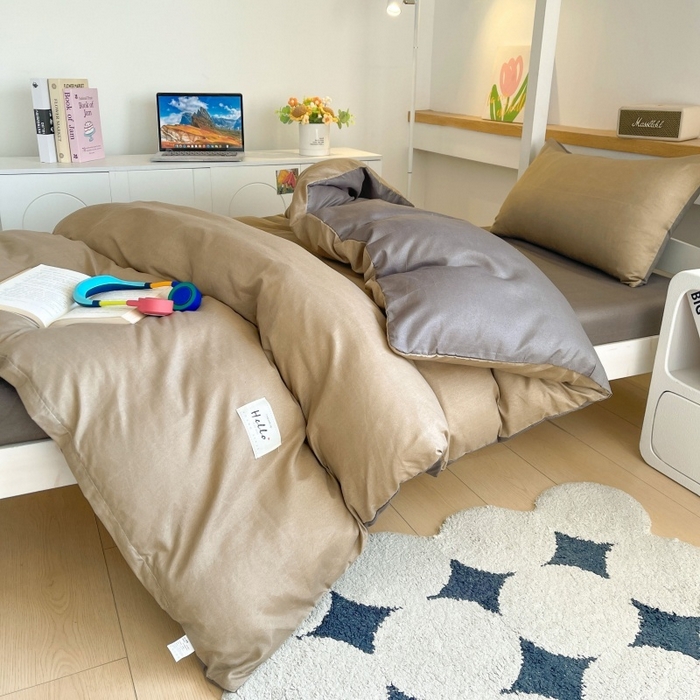 91家纺网 家纺一手货源 找家纺 友承家纺 拎包入住2026新款大学生宿舍床单人三件套床上用品被褥全套一整套被套被子四件套六件套床垫枕芯被芯棉被 浅咖