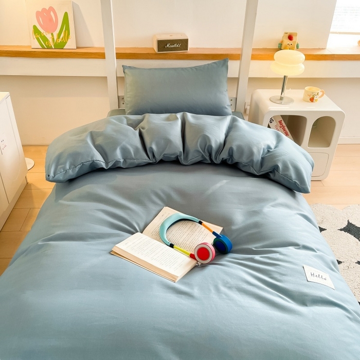 91家纺网 家纺一手货源 找家纺 友承家纺 拎包入住2026新款大学生宿舍床单人三件套床上用品被褥全套一整套被套被子四件套六件套床垫枕芯被芯棉被 浅兰灰