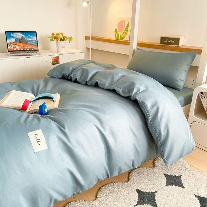 91家纺网 家纺一手货源 找家纺 友承家纺 拎包入住2026新款大学生宿舍床单人三件套床上用品被褥全套一整套被套被子四件套六件套床垫枕芯被芯棉被 浅兰灰