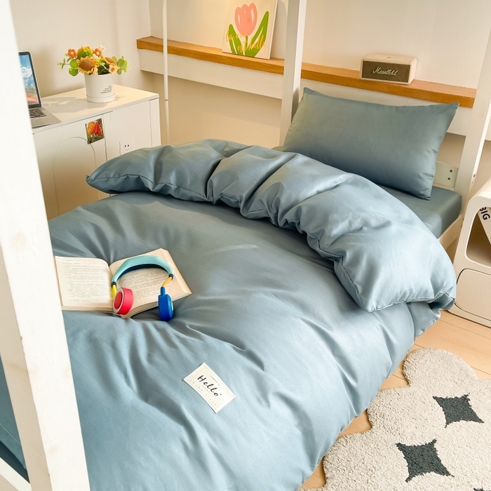 91家纺网 家纺一手货源 找家纺 友承家纺 拎包入住2026新款大学生宿舍床单人三件套床上用品被褥全套一整套被套被子四件套六件套床垫枕芯被芯棉被 浅兰灰
