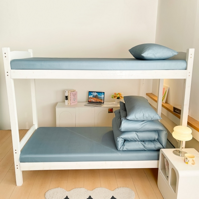 91家纺网 家纺一手货源 找家纺 友承家纺 拎包入住2026新款大学生宿舍床单人三件套床上用品被褥全套一整套被套被子四件套六件套床垫枕芯被芯棉被 浅兰灰