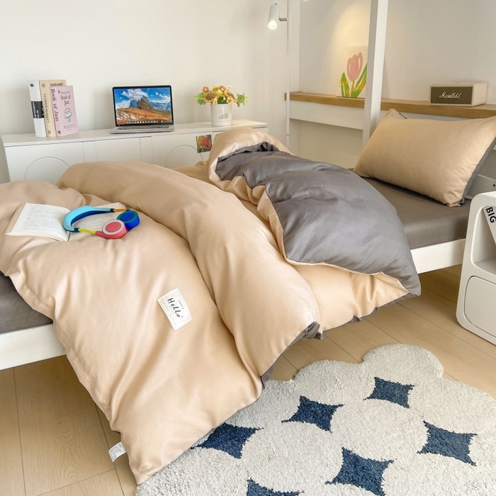 91家纺网 家纺一手货源 找家纺 友承家纺 拎包入住2026新款大学生宿舍床单人三件套床上用品被褥全套一整套被套被子四件套六件套床垫枕芯被芯棉被 浅玉