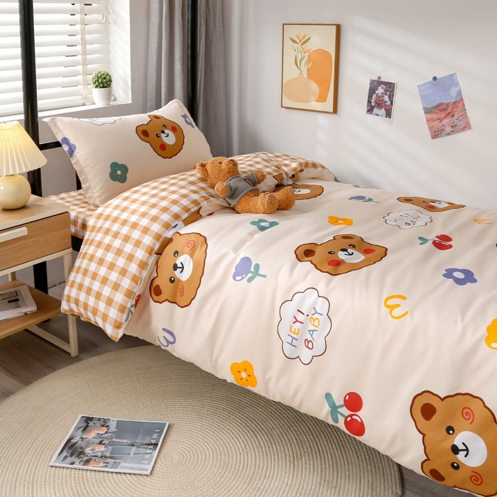 91家纺网 家纺一手货源 找家纺 友承家纺 【拎包入住】2026新款大学生宿舍床单人三件套床上用品被褥全套一整套被套被子四件套六 baby熊