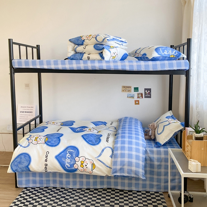 91家纺网 家纺一手货源 找家纺 友承家纺 【拎包入住】2026新款大学生宿舍床单人三件套床上用品被褥全套一整套被套被子四件套六 爱心小熊