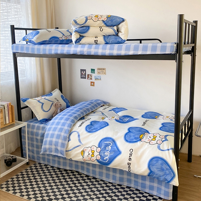 91家纺网 家纺一手货源 找家纺 友承家纺 【拎包入住】2026新款大学生宿舍床单人三件套床上用品被褥全套一整套被套被子四件套六 爱心小熊