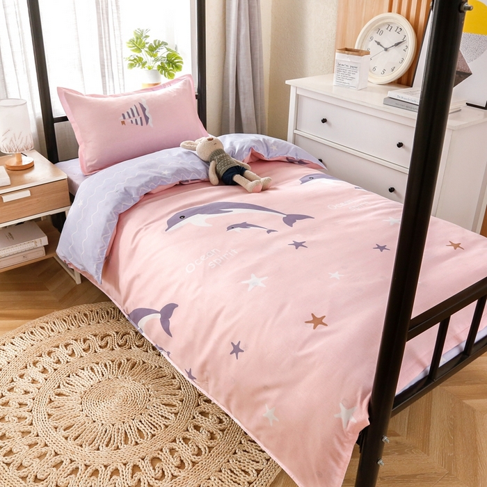 91家纺网 家纺一手货源 找家纺 友承家纺 【拎包入住】2026新款大学生宿舍床单人三件套床上用品被褥全套一整套被套被子四件套六 海豚湾