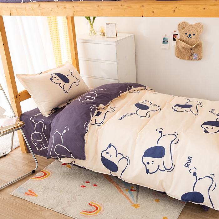 91家纺网 家纺一手货源 找家纺 友承家纺 【拎包入住】2026新款大学生宿舍床单人三件套床上用品被褥全套一整套被套被子四件套六 欢乐狗米