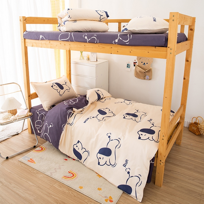 91家纺网 家纺一手货源 找家纺 友承家纺 【拎包入住】2026新款大学生宿舍床单人三件套床上用品被褥全套一整套被套被子四件套六 欢乐狗米