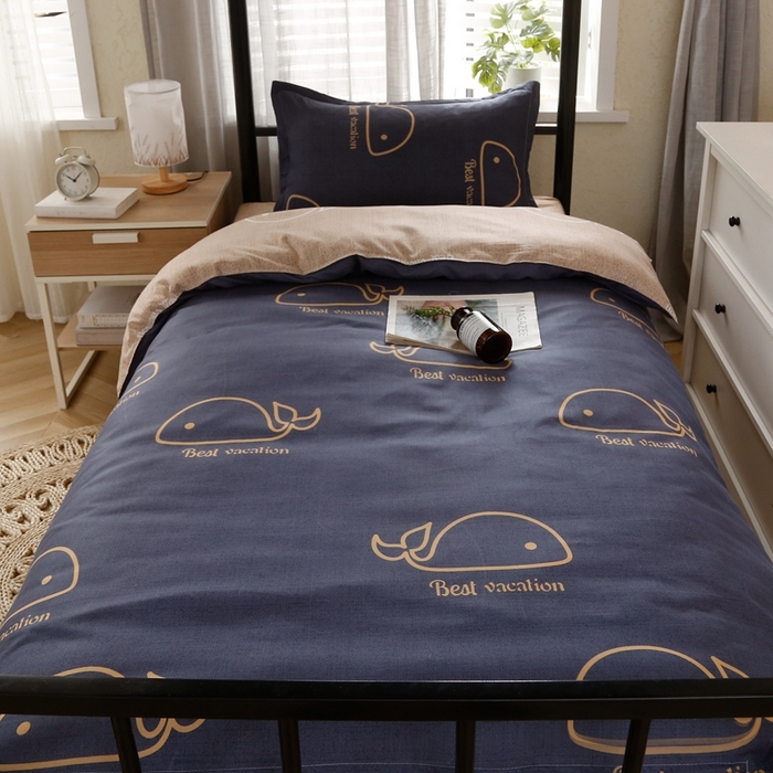 91家纺网 家纺一手货源 找家纺 友承家纺 【拎包入住】2026新款大学生宿舍床单人三件套床上用品被褥全套一整套被套被子四件套六 鲸鱼