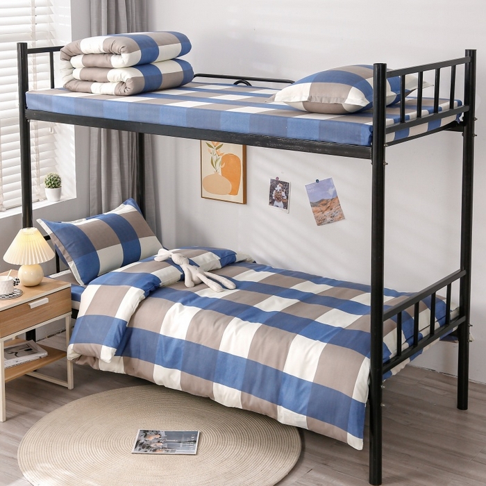 友承家纺 【拎包入住】2026新款大学生宿舍床单人三件套床上用品被褥全套一整套被套被子四件套六 兰大格