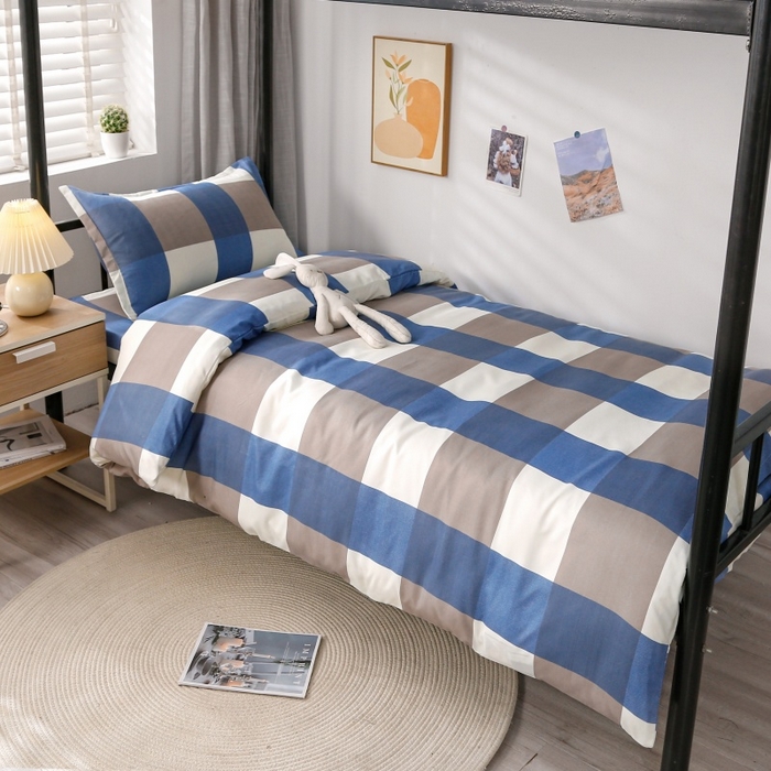 91家纺网 家纺一手货源 找家纺 友承家纺 【拎包入住】2026新款大学生宿舍床单人三件套床上用品被褥全套一整套被套被子四件套六 兰大格