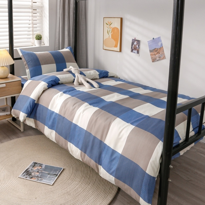 91家纺网 家纺一手货源 找家纺 友承家纺 【拎包入住】2026新款大学生宿舍床单人三件套床上用品被褥全套一整套被套被子四件套六 兰大格