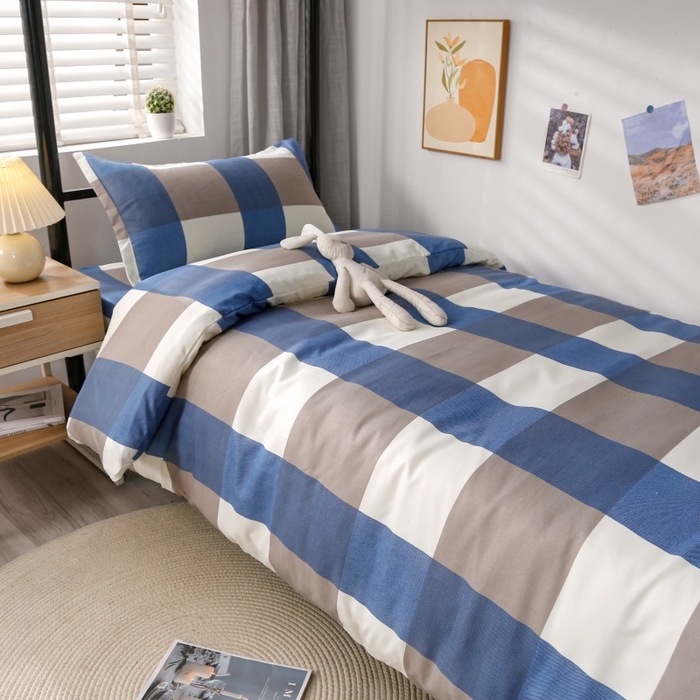 91家纺网 家纺一手货源 找家纺 友承家纺 【拎包入住】2026新款大学生宿舍床单人三件套床上用品被褥全套一整套被套被子四件套六 兰大格