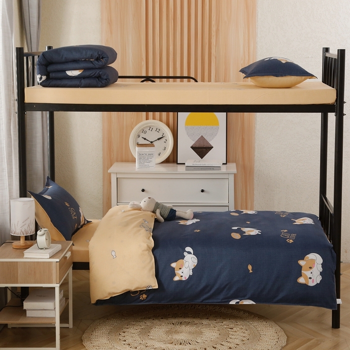 91家纺网 家纺一手货源 找家纺 友承家纺 【拎包入住】2026新款大学生宿舍床单人三件套床上用品被褥全套一整套被套被子四件套六 淘气猫兰