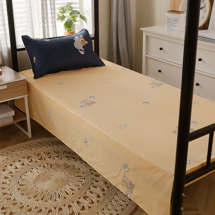 91家纺网 家纺一手货源 找家纺 友承家纺 【拎包入住】2026新款大学生宿舍床单人三件套床上用品被褥全套一整套被套被子四件套六 淘气猫兰