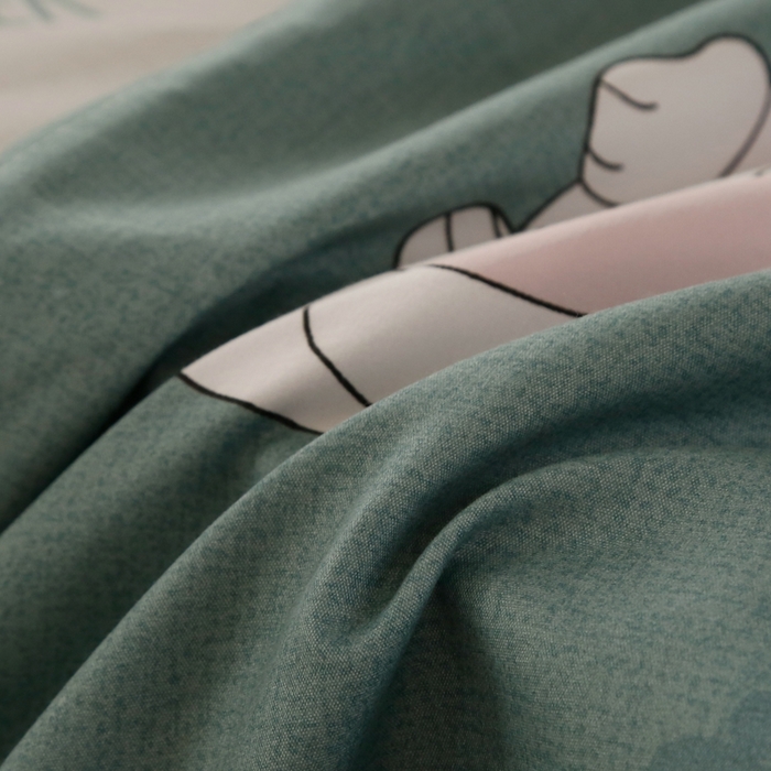 91家纺网 家纺一手货源 找家纺 友承家纺 【拎包入住】2026新款大学生宿舍床单人三件套床上用品被褥全套一整套被套被子四件套六 淘气猫绿